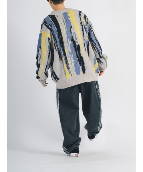 【セール】RE730 モヘアタッチクルーネックニット ビッグシルエット（ニット/セーター）｜RE730（アールイーセブンサーティー）