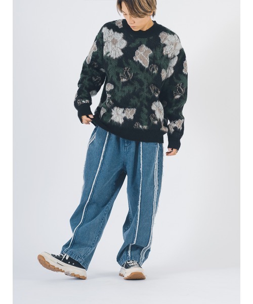 【セール】RE730 モヘアタッチクルーネックニット ビッグシルエット（ニット/セーター）｜RE730（アールイーセブンサーティー）