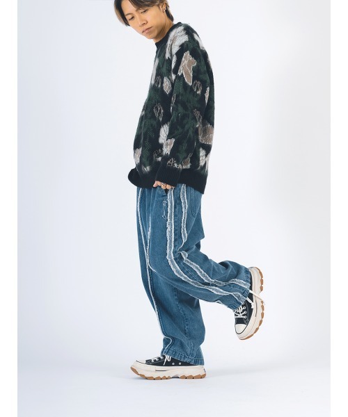 【セール】RE730 モヘアタッチクルーネックニット ビッグシルエット（ニット/セーター）｜RE730（アールイーセブンサーティー）