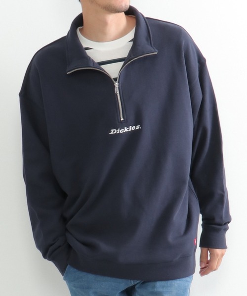 Dickies（ディッキーズ）の「Dickies ディッキーズ ハーフジップトレーナー（スウェット・メンズ・ネイビー/ライトイエロー/ブラック/オフホワイト・XL/L/M）」の4枚目の写真