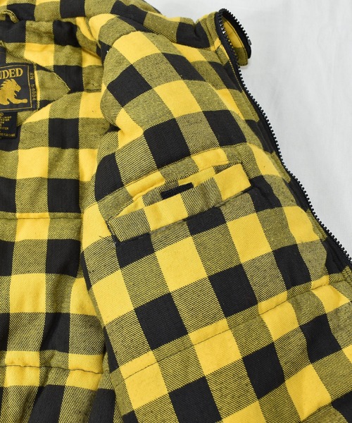VINTAGE(ヴィンテージ)の「【ヴィンテージ古着】BRANDED LION チェック柄 中綿入りベスト(ダウンベスト・メンズ・イエロー・X-LARGE)」の2枚目の写真