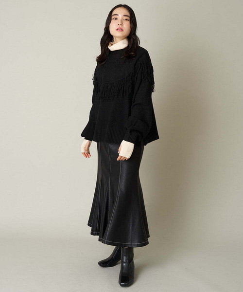 A de a.v.v（アードアー・ヴェ・ヴェ）の「フリンジケーブルニット（ニット/セーター・レディース・ブラック/グリーン/オレンジ・39）」の10枚目の写真