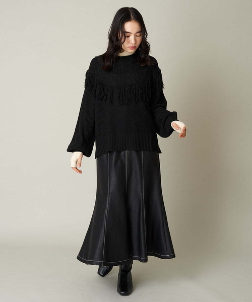 A de a.v.v（アードアー・ヴェ・ヴェ）の「フリンジケーブルニット（ニット/セーター・レディース・ブラック/グリーン/オレンジ・39）」の12枚目の写真