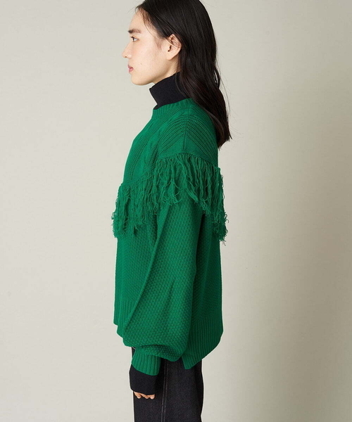 A de a.v.v（アードアー・ヴェ・ヴェ）の「フリンジケーブルニット（ニット/セーター・レディース・ブラック/グリーン/オレンジ・39）」の17枚目の写真
