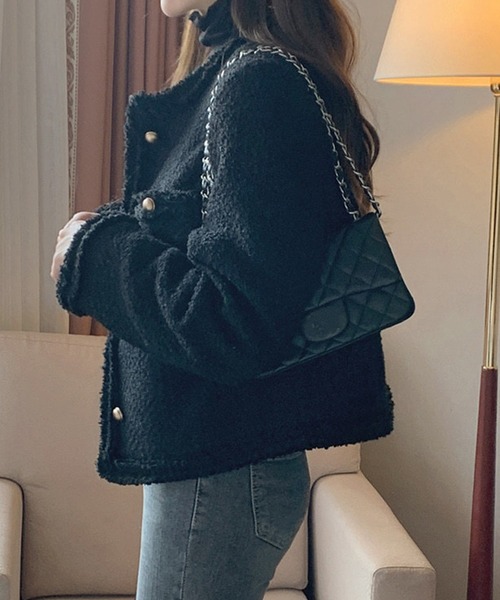 DAY CLOSET（デイ クローゼット）の「レディース レトロツイード風ノーカラーテーラードジャケット（テーラードジャケット・レディース・ホワイト/ブラック・ONE SIZE）」の11枚目の写真