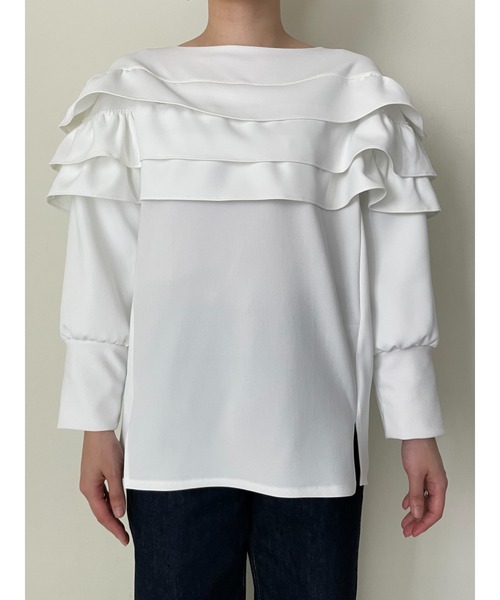 TEVALT(ヴァレット)の「フリルコクーンチュニック(その他トップス・レディース・オフホワイト/ブラック・38)」の6枚目の写真