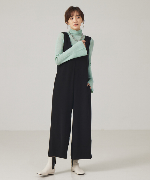 qualite(カリテ)の「Vネックストレートオールインワン(つなぎ/オールインワン・レディース・ブラック・34/38)」の16枚目の写真