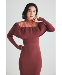 rienda | チュールコンビフリルニットワンピース(ワンピース)