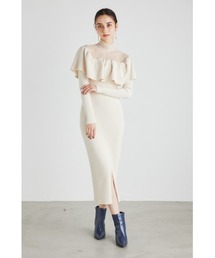 rienda | チュールコンビフリルニットワンピース(ワンピース)