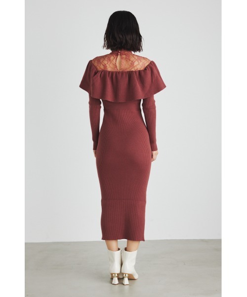 rienda（リエンダ）の「チュールコンビフリルニットワンピース（ワンピース・レディース・オレンジ/アイボリー/ブラック/ライトピンク・FREE）」の9枚目の写真