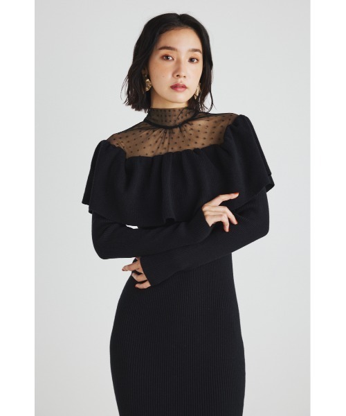 rienda（リエンダ）の「チュールコンビフリルニットワンピース（ワンピース・レディース・オレンジ/アイボリー/ブラック/ライトピンク・FREE）」の13枚目の写真