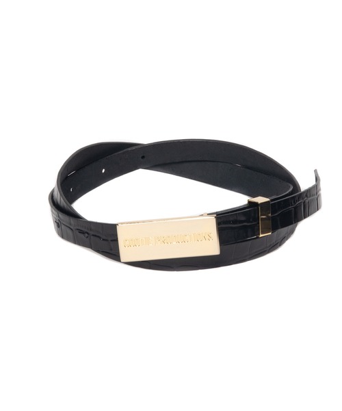 COOTIE PRODUCTIONS（クーティープロダクションズ）の「Leather Buckle Belt (Crocodile)（ベルト・メンズ・ブラック×ブラック/ブラック×ゴールド・SMALL/LARGE/MEDIUM）」の2枚目の写真