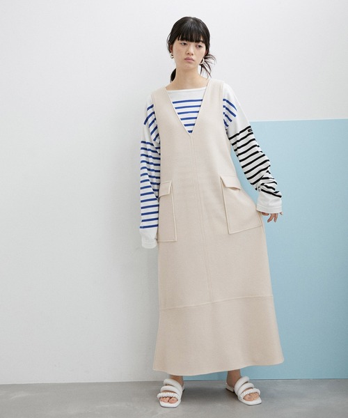 ADAM ET ROPE'（アダムエロペ）の「【WEB限定(一部店舗展開あり)】フラップポケットジャンパースカート（ジャンパースカート・レディース・グレー/オフホワイト/ブラック・FREE）」の7枚目の写真