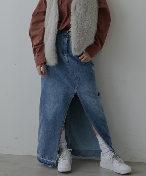 FIG&VIPER（フィグアンドバイパー）の「カットオフデニムスカート（デニムスカート・レディース・ブルー・S/M）」の5枚目の写真