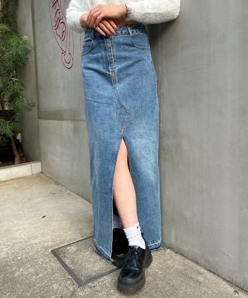 FIG&VIPER（フィグアンドバイパー）の「カットオフデニムスカート（デニムスカート・レディース・ブルー・S/M）」の2枚目の写真