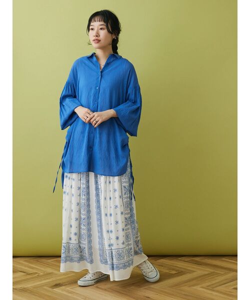 CRAFT STANDARD BOUTIQUE（クラフトスタンダードブティック）の「★パネル柄マキシギャザースカート（スカート・レディース・ブルー/ダークグレー/ライトベージュ/チャコールグレー・M/L）」の10枚目の写真