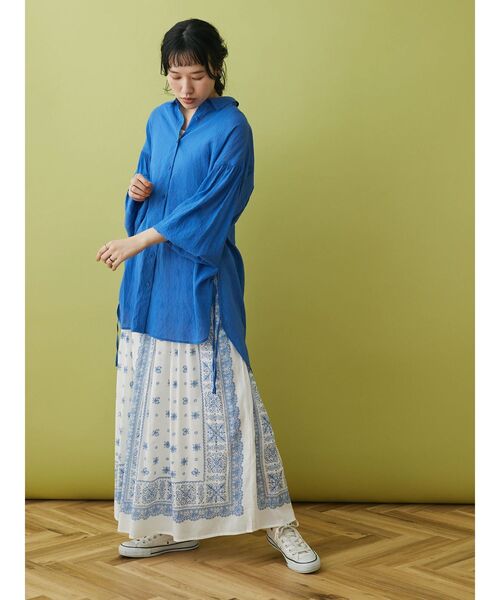 CRAFT STANDARD BOUTIQUE（クラフトスタンダードブティック）の「★パネル柄マキシギャザースカート（スカート・レディース・ブルー/ダークグレー/ライトベージュ/チャコールグレー・M/L）」の11枚目の写真