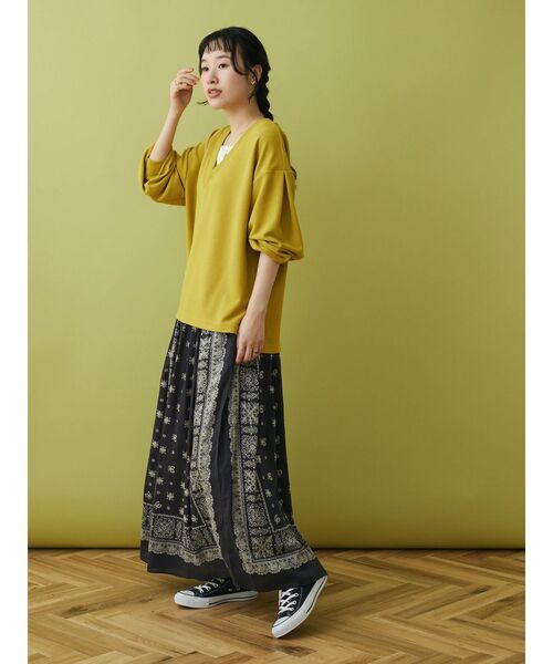 CRAFT STANDARD BOUTIQUE（クラフトスタンダードブティック）の「★パネル柄マキシギャザースカート（スカート・レディース・ブルー/ダークグレー/ライトベージュ/チャコールグレー・M/L）」の19枚目の写真