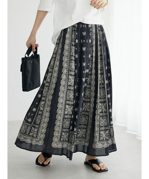 CRAFT STANDARD BOUTIQUE（クラフトスタンダードブティック）の「★パネル柄マキシギャザースカート（スカート・レディース・ブルー/ダークグレー/ライトベージュ/チャコールグレー・M/L）」の20枚目の写真