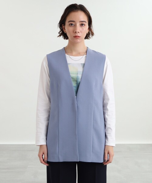 INDIVI（インディヴィ）の「◆【さらっとして快適！/洗える/こなれSETUP】ジレジャケット〈夏の通勤・お出かけに！〉（ベスト・レディース・サックスブルー系5/グレー系その他6/ブラック/ライトグリーン系・34/13/12/05/38/15 ）」の9枚目の写真