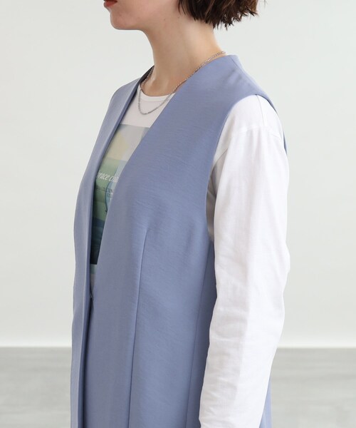 INDIVI（インディヴィ）の「◆【さらっとして快適！/洗える/こなれSETUP】ジレジャケット〈夏の通勤・お出かけに！〉（ベスト・レディース・サックスブルー系5/グレー系その他6/ブラック/ライトグリーン系・34/13/12/05/38/15 ）」の5枚目の写真