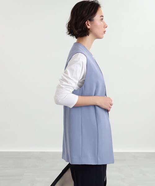 INDIVI（インディヴィ）の「◆【さらっとして快適！/洗える/こなれSETUP】ジレジャケット〈夏の通勤・お出かけに！〉（ベスト・レディース・サックスブルー系5/グレー系その他6/ブラック/ライトグリーン系・34/13/12/05/38/15 ）」の10枚目の写真