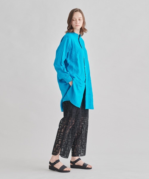 ORCIVAL✨オーシバル✨リネンロングシャツ✨ ✨ブルー✨バンドカラーシャツ ORCIVAL SALE！オーシバル オーチバル バンド カラー シャツ