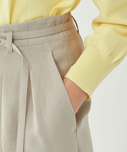 【極美品】ラルディーニ　リネン100%　ベルト付きハーフパンツ　46 選べる丈】接触冷感リネンライクボックスパンツ - ベルーナ【公式】