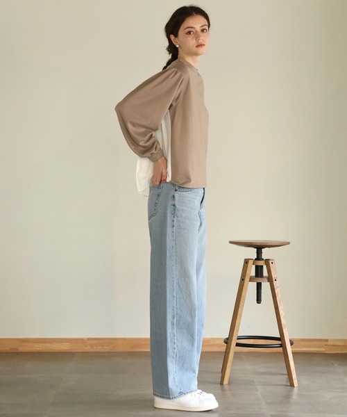 aity（アイティ）の「ポンチバックプリーツプルオーバー（Tシャツ/カットソー・レディース・グレイッシュベージュ/ブラック/ブルー・M）」の9枚目の写真