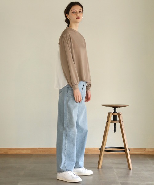 aity（アイティ）の「ポンチバックプリーツプルオーバー（Tシャツ/カットソー・レディース・グレイッシュベージュ/ブラック/ブルー・M）」の10枚目の写真