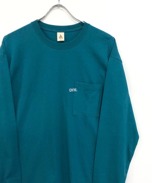 TRAP/U (トラップユー)の「ワンポイント刺繍/ポケット付き クルーネック ロングT(Tシャツ/カットソー・メンズ・ブルー系その他/ブラック/ホワイト・M/L)」の1枚目の写真