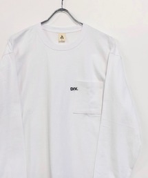 ワンポイント刺繍/ポケット付き クルーネック ロングT