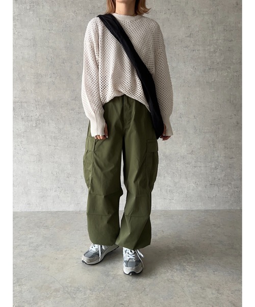 owndaily(オンデイリー)の「オーバーサイズメッシュニットプルオーバー(Tシャツ/カットソー・レディース・ブラック/ピンク/イエロー/ライトベージュ/グレイッシュベージュ・FREE)」の22枚目の写真