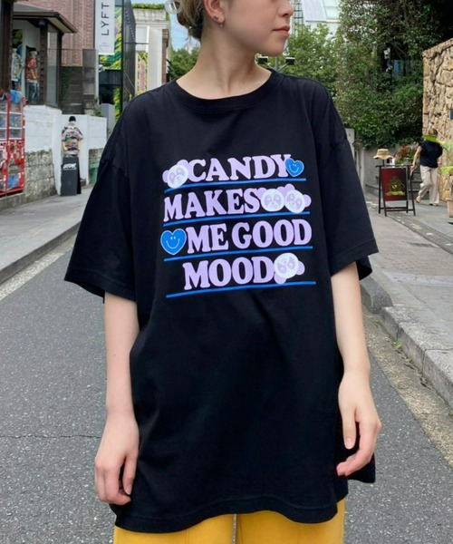 Candy Stripper（キャンディストリッパー）の「GOOD MOOD BIG Tシャツ（Tシャツ/カットソー・レディース・ライトブルー/ブラック/オフホワイト・2）」の3枚目の写真
