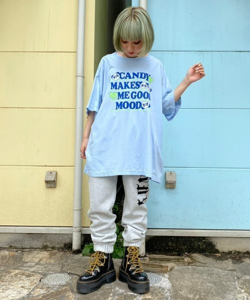 Candy Stripper（キャンディストリッパー）の「GOOD MOOD BIG Tシャツ（Tシャツ/カットソー・レディース・ライトブルー/ブラック/オフホワイト・2）」の10枚目の写真
