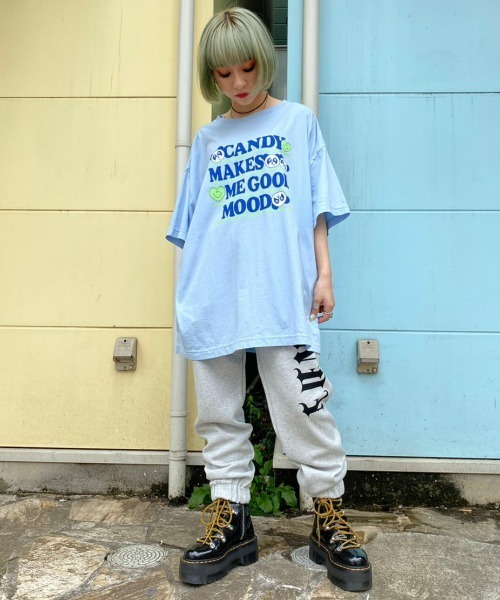 Candy Stripper（キャンディストリッパー）の「GOOD MOOD BIG Tシャツ（Tシャツ/カットソー・レディース・ライトブルー/ブラック/オフホワイト・2）」の8枚目の写真