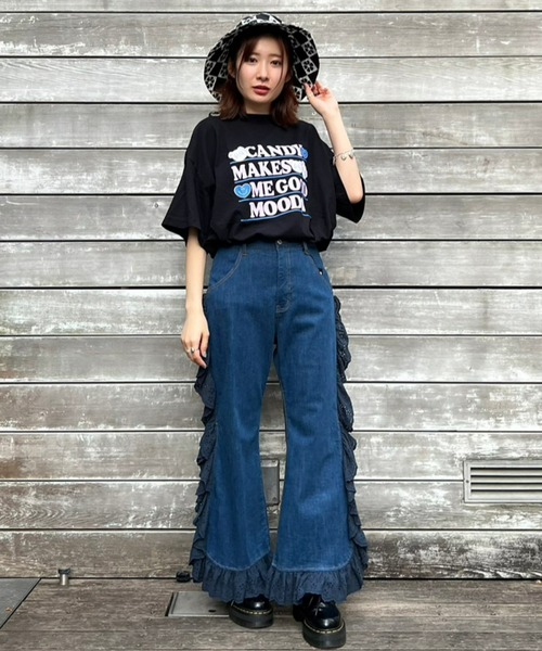 Candy Stripper（キャンディストリッパー）の「GOOD MOOD BIG Tシャツ（Tシャツ/カットソー・レディース・ライトブルー/ブラック/オフホワイト・2）」の19枚目の写真