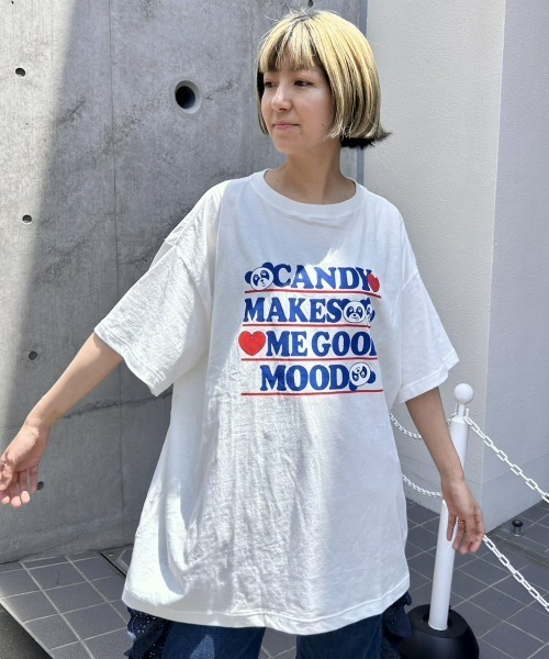 Candy Stripper（キャンディストリッパー）の「GOOD MOOD BIG Tシャツ（Tシャツ/カットソー・レディース・ライトブルー/ブラック/オフホワイト・2）」の17枚目の写真