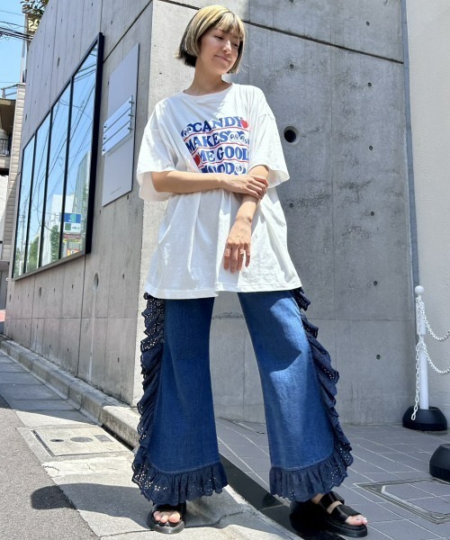 Candy Stripper（キャンディストリッパー）の「GOOD MOOD BIG Tシャツ（Tシャツ/カットソー・レディース・ライトブルー/ブラック/オフホワイト・2）」の20枚目の写真