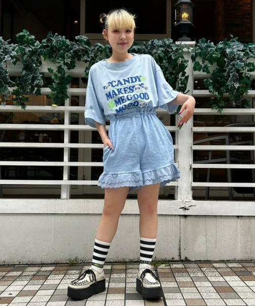 Candy Stripper（キャンディストリッパー）の「GOOD MOOD BIG Tシャツ（Tシャツ/カットソー・レディース・ライトブルー/ブラック/オフホワイト・2）」の21枚目の写真