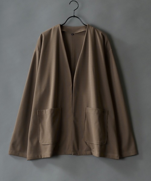 SITRY(シトリー)の「amundsen tailored no collar jacket/梨地織り テーラード ノーカラージャケット カーディガン セットアップ対応可(ノーカラージャケット・メンズ・グリーン/チャコールグレー/ベージュ/ブラック/グレー/ネイビー/ブラウン/カーキ・LL/L/M)」の1枚目の写真