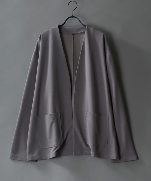 SITRY(シトリー)の「amundsen tailored no collar jacket/梨地織り テーラード ノーカラージャケット カーディガン セットアップ対応可(ノーカラージャケット・メンズ・グリーン/チャコールグレー/ベージュ/ブラック/グレー/ネイビー/ブラウン/カーキ・LL/L/M)」の4枚目の写真