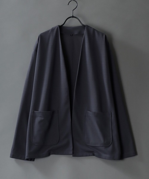 SITRY(シトリー)の「amundsen tailored no collar jacket/梨地織り テーラード ノーカラージャケット カーディガン セットアップ対応可(ノーカラージャケット・メンズ・グリーン/チャコールグレー/ベージュ/ブラック/グレー/ネイビー/ブラウン/カーキ・LL/L/M)」の3枚目の写真