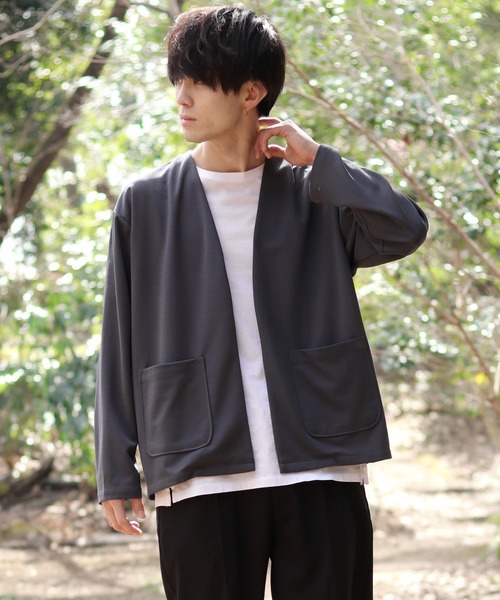 SITRY(シトリー)の「amundsen tailored no collar jacket/梨地織り テーラード ノーカラージャケット カーディガン セットアップ対応可(ノーカラージャケット・メンズ・グリーン/チャコールグレー/ベージュ/ブラック/グレー/ネイビー/ブラウン/カーキ・LL/L/M)」の22枚目の写真