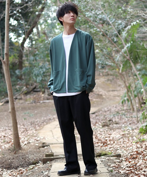SITRY(シトリー)の「amundsen tailored no collar jacket/梨地織り テーラード ノーカラージャケット カーディガン セットアップ対応可(ノーカラージャケット・メンズ・グリーン/チャコールグレー/ベージュ/ブラック/グレー/ネイビー/ブラウン/カーキ・LL/L/M)」の9枚目の写真