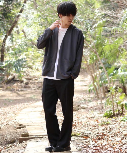 SITRY(シトリー)の「amundsen tailored no collar jacket/梨地織り テーラード ノーカラージャケット カーディガン セットアップ対応可(ノーカラージャケット・メンズ・グリーン/チャコールグレー/ベージュ/ブラック/グレー/ネイビー/ブラウン/カーキ・LL/L/M)」の10枚目の写真
