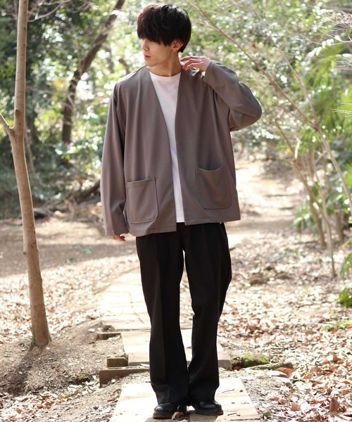 SITRY(シトリー)の「amundsen tailored no collar jacket/梨地織り テーラード ノーカラージャケット カーディガン セットアップ対応可(ノーカラージャケット・メンズ・グリーン/チャコールグレー/ベージュ/ブラック/グレー/ネイビー/ブラウン/カーキ・LL/L/M)」の19枚目の写真