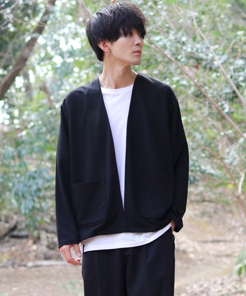 SITRY(シトリー)の「amundsen tailored no collar jacket/梨地織り テーラード ノーカラージャケット カーディガン セットアップ対応可(ノーカラージャケット・メンズ・グリーン/チャコールグレー/ベージュ/ブラック/グレー/ネイビー/ブラウン/カーキ・LL/L/M)」の21枚目の写真