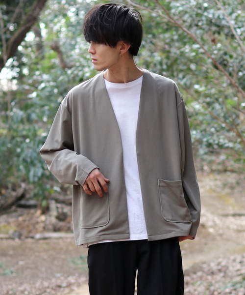 SITRY(シトリー)の「amundsen tailored no collar jacket/梨地織り テーラード ノーカラージャケット カーディガン セットアップ対応可(ノーカラージャケット・メンズ・グリーン/チャコールグレー/ベージュ/ブラック/グレー/ネイビー/ブラウン/カーキ・LL/L/M)」の16枚目の写真