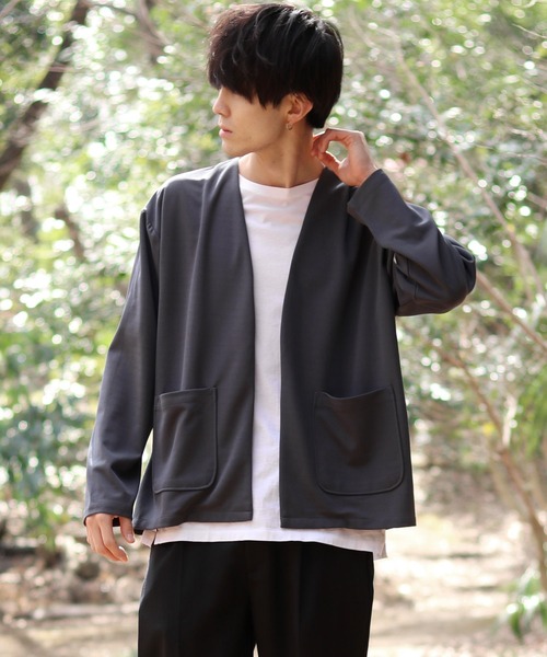 SITRY(シトリー)の「amundsen tailored no collar jacket/梨地織り テーラード ノーカラージャケット カーディガン セットアップ対応可(ノーカラージャケット・メンズ・グリーン/チャコールグレー/ベージュ/ブラック/グレー/ネイビー/ブラウン/カーキ・LL/L/M)」の13枚目の写真